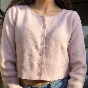 Brandy Melville Baby Pink Crop Cardigan
